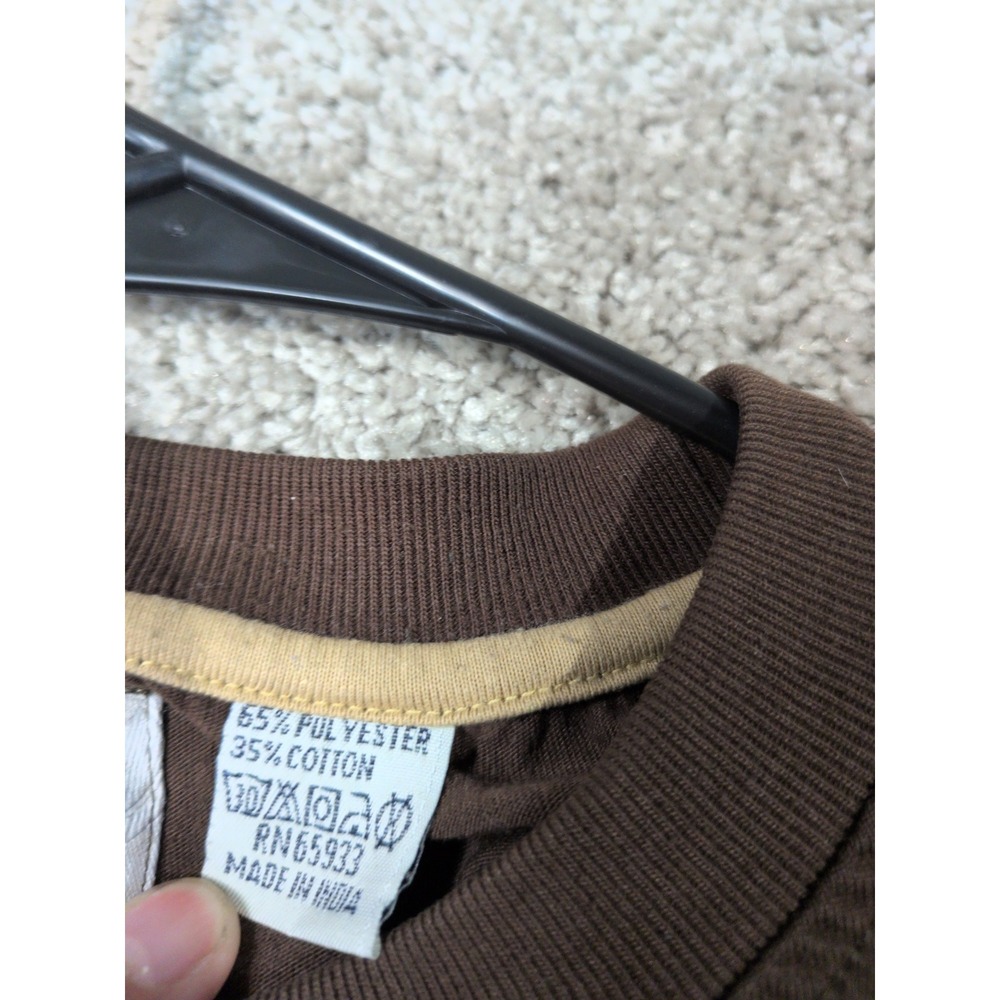 Point Zero Mens XL Brown Striped Short Sleeve T-Shirt Crew Neck Y2K Streetwear - Picture 5 of 9